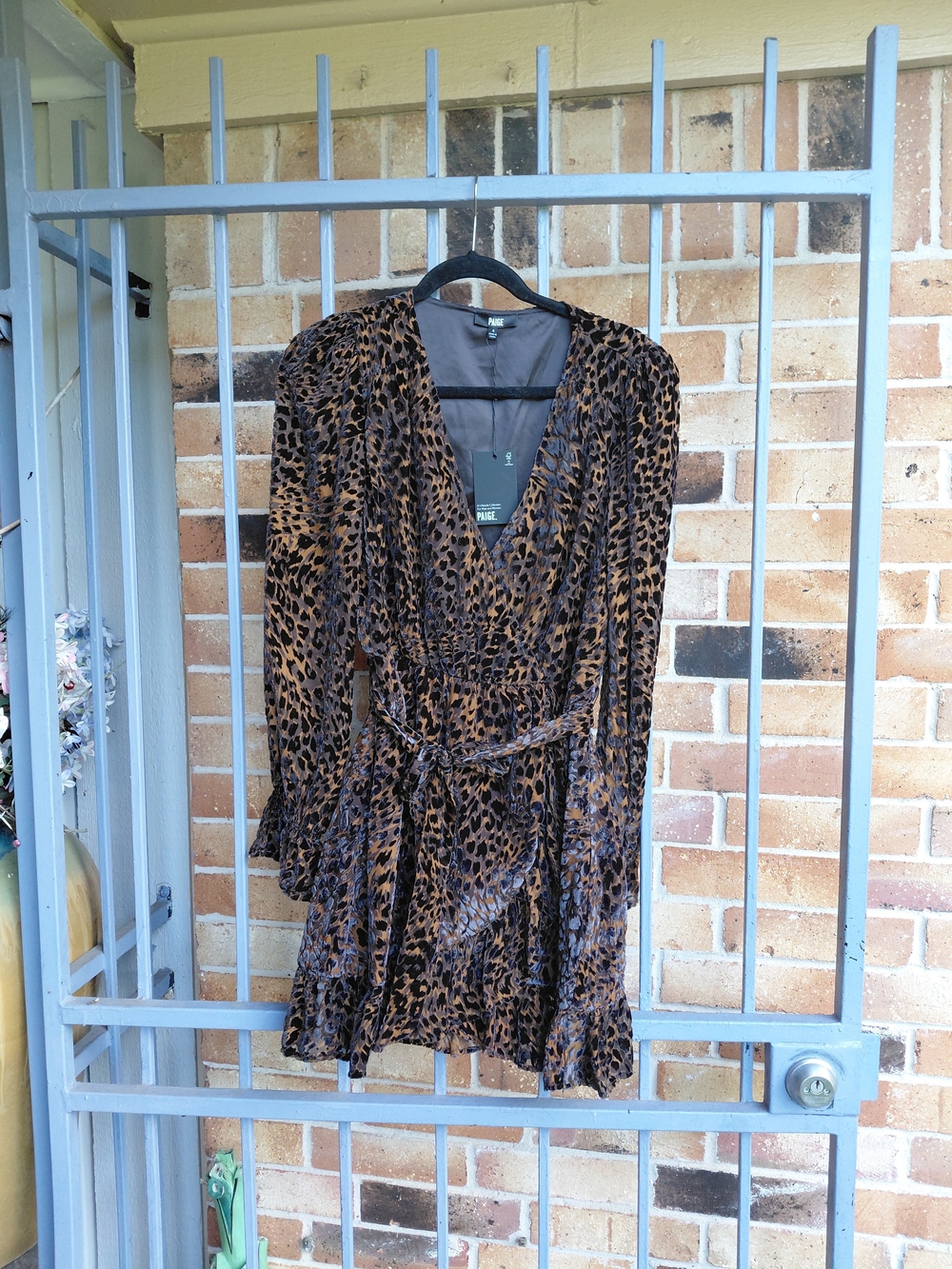 PAIGE Long Sleeve Leopard Wrap Dress - Brown & Black (#A21)